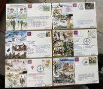 Six Airborne Forces RAF flown covers signed inc Falkland's, Suez, Malaya, TA cover signed by the