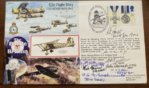 WW2 Rare Battle of Britain pilot Bernard Brown 72sqn signed 50th ann RAF cover. Also signed by A