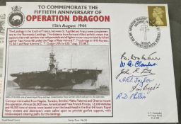 Royal Navy Rev B Watson OBE, WA Clarke, JR Little, ARS Taylor, CSJ Bright and R Phillis signed HMS