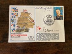 Rare Navy cover signed Admiral A Lewis MID, Lt Cdr Twiddy Battle of Trafalgar 21 Oct 72 - BFPS