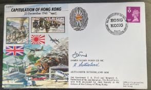 WW2 James Allen Ford and Alexander Sutherland MM signed JS/50/41/9 Capitulation of Hong Kong 25