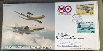 RAF Air Chief Marshal Sir John Aiken and Grp Capt Desmond Sheen signed JS(CC)45 RAF 80(5) 80th ann