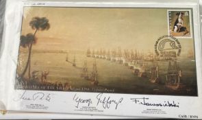 Royal Navy Anne Tribe OBE, George Jeffreys and Frank Nowosielski signed RNSC 6(24) The Battle of the