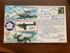 WW2 10 Rare Battle of Britain pilots Inc Roger Hall signed 50th ann RAF cover. Also signed by Wilf