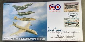 RAF Air Chief Marshal Sir John Gingell and Flt Lt Rory Underwood signed JS(CC)42 RAF 80(2) 80th