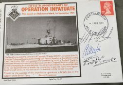Royal Navy Capt The Rev DA Farquharson, Lt Cdr CD Paul Newton and Alfred E Carver signed 50th ann of