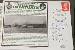 Royal Navy RG Beck, FW Lanyon, PC Ford, AE Plumb and T Payne signed 50th ann of Operation