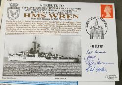 Royal Navy Capt PHR Glennie, A Knight, AG Steadman and RW Owen signed HMS Wren 31st Jan - 29 Mar