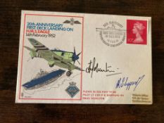 Deck Landing on HMS Eagle Rare Navy cover signed by Lt.Cdr. P.R. Sheppard AFC Sea Fury pilot and