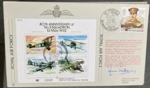 RAF WW2 Flt Lt James Pickering AFC signed JSF 20 80th ann of no 3 Sqn 13 May 1992 RAF FDC. Good