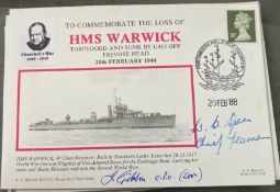 Royal Navy W B Spear and J Gibson CPO signed Comm the Loss of HMS Warwick Torpedoed and Sunk by U413
