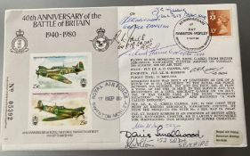 WW2 40th ann Battle of Britain JS/50/40/6 FDC signed by 8 aces 17 Sept 80. Autographs by JG