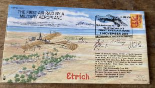90th anniv of the World's First Ever Air Raid by a Military Aeroplane COF 10 - 1911 cover signed D