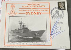 Royal Navy HMAS Sydney signed Welcome to Rosyth Navy Days 1990 Naval FDC. Good condition. We combine