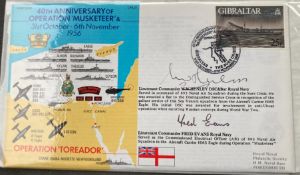 Royal Navy Lt Cdr M.W. Henley DSC and Lt Cdr Fred Evans signed RNSC(6)19 40th ann of Operation