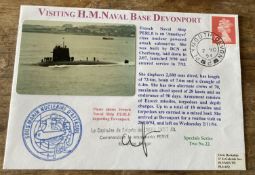 Royal Navy Visiting HM Haval Base Development - French Naval Ship Perle cover signed Le Capitaine de