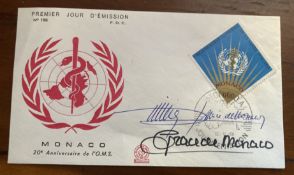 Grace Kelly Prince Rainier III signed rare 1968 Monaco FDC. Grace Patricia Kelly, also known as