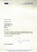 Sylvia Anderson TLS Thank you letter dated 6th August 1996 headed letter. A4 sheet. Sylvia