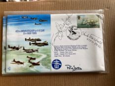 WW2 top US fighter aces Gabby Gabreski Col C MacDonald signed VJ RAF flown cover. Francis Stanley 