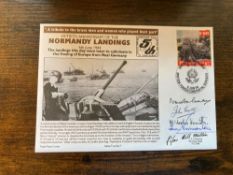 D-Day Normandy Landings multiple signed Navy cover, inc Piper Bill Millin. This cover commemorates