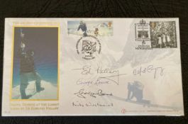 Sir Ed Hillary multiple signed RARE Internetstamps 2003 Ascent of Everest FDC. Signed by 1953 team