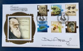 David Attenborough signed 2009 Charles Darwin Benham official FDC. Sir David Frederick