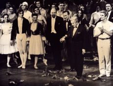 Sir Frederick Ashton unsigned 10x8inch black and white photo on stage with Fonteyn and Nureyev.