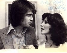 Joan Collins and Oliver Tobias - the stud signed 10x8inch black and white photo.