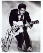 Chuck Berry signed 10x8inch black and white photo.