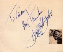 Harry Belafonte signed album page.