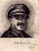 Alexander of Tunis signed sketchm 1942.