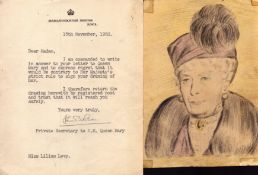 Queen Mary sketch and letter from Marlborough House.