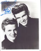 The Everly Brothers signed 10x8inch black and white photo.