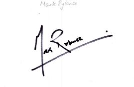 Mark Rylance signed 6x4inch white card.5