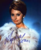 Sophia Loren signed 10x8inch colour photo.