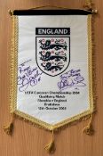 David Beckham & Michael Owen Signed Official England football match pennant from the UEFA European