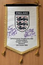 David Beckham & Michael Owen Signed Official England football match pennant from the UEFA European