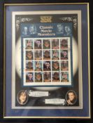 Classic Movie Monsters stamps issued by the USPS include Christopher Lee, Ingrid Pitt, framed.