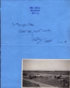 Black and white photo and letter from Lord Tedder WW2 MRAF, Deputy to General Eisenhower, Normandy.