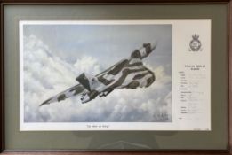 Framed artwork featuring the Avro Vulcan XH558, celebrating the 30th anniversary of the Vulcan