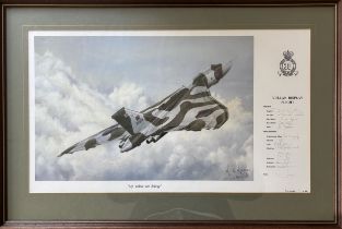 Framed artwork featuring the Avro Vulcan XH558, celebrating the 30th anniversary of the Vulcan