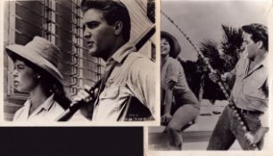 Collection of 3 black and white photos of Elvis Presley and Anne Helm from the 1962 film 'Follow the