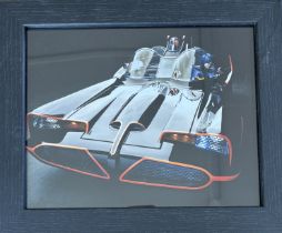 Framed colour photograph featuring the iconic 1966 Batmobile.