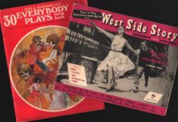 Collection of 2 paperback music books. 30 Everybody plays song book and West Side Story.