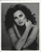 Lynda Carter signed 10x8inch black and white photo. Dedicated.