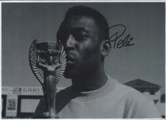 Pele signed 10x8inch black and white photo.
