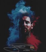 Lionel Messi signed 10x8inch Barcelona colour photo.