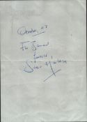 Steve Harley signed 8x6inch single page note.