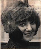 Cilla Black signed 12x10inch black and white photo. Showing signs of age. Dedicated.