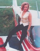 Honor Blackman signed 10x8inch Pussy Galore Goldfinger colour photo. Dedicated.